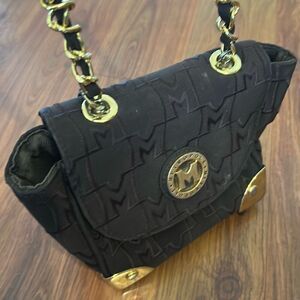 Brown and gold Metropole small handbag with chain